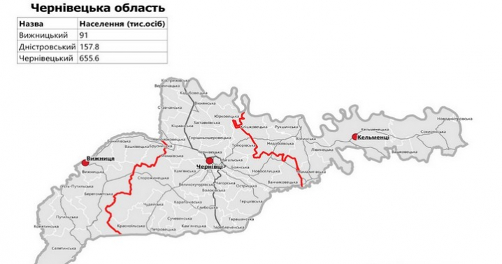 Карта Чернівецької області