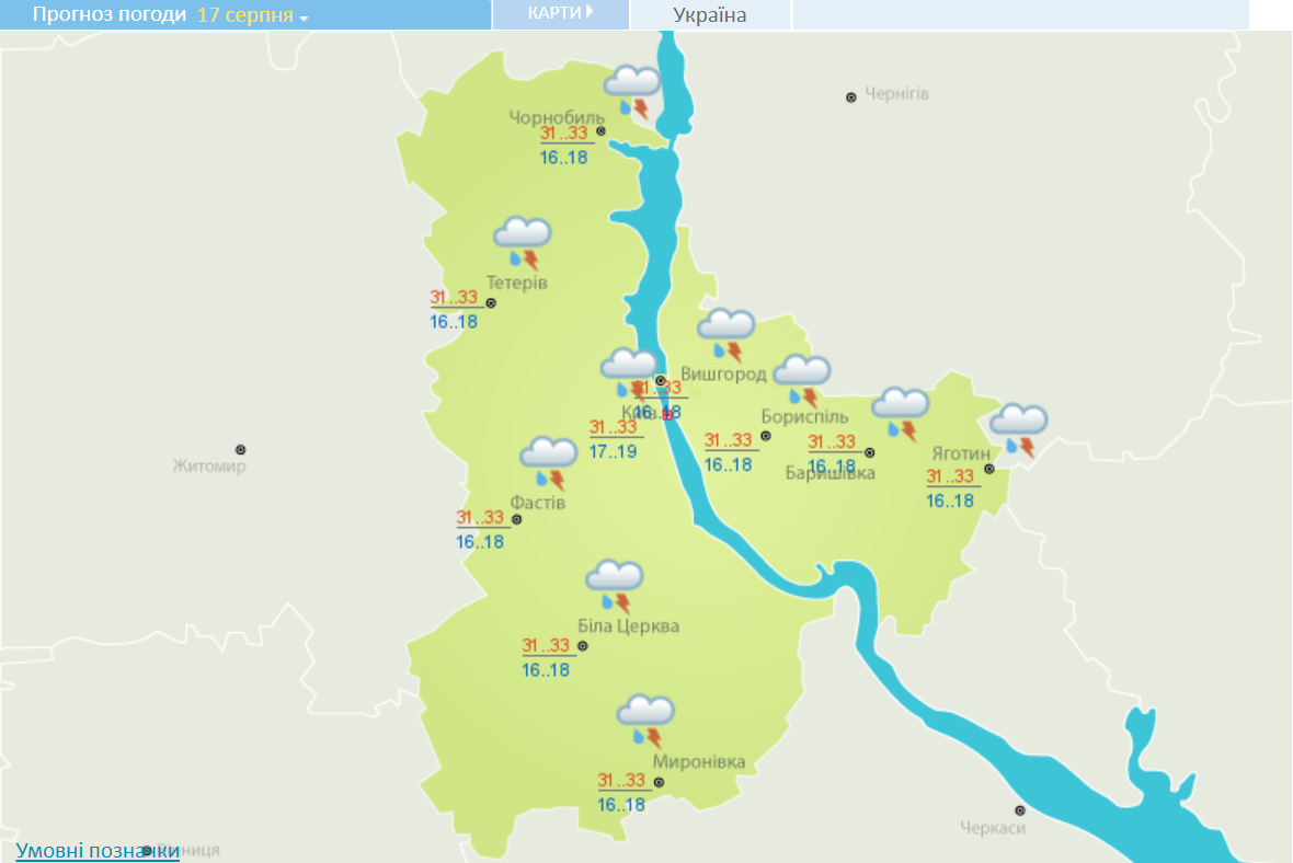 Погода в Київській області